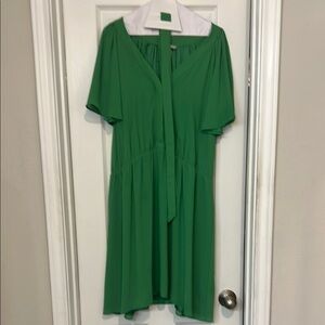 H&M Green Midi Sundress with Flutter Sleeves and Sailor Collar